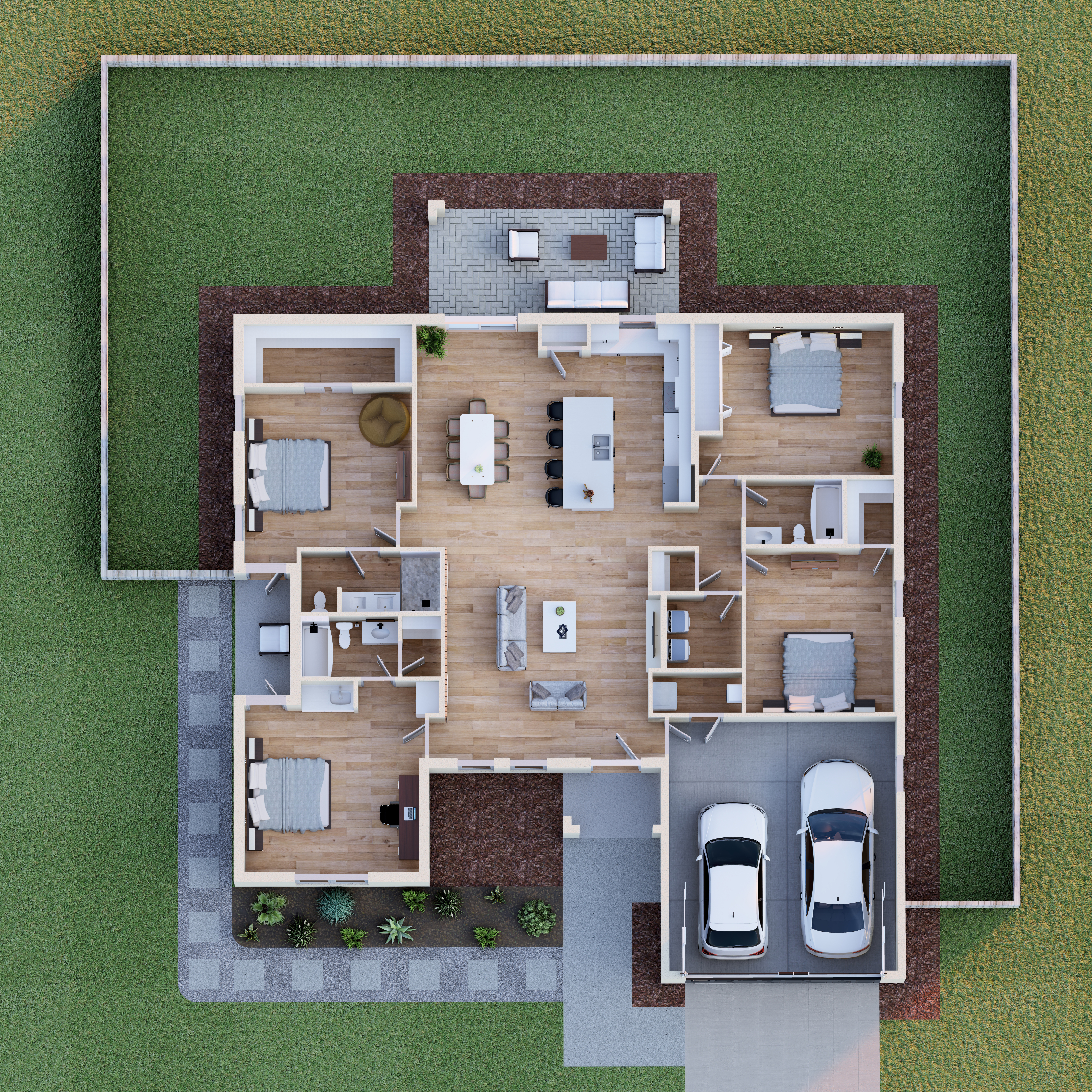 FlexSpace 3 floor plan, 4 bedroom 3 bathroom dual unit home