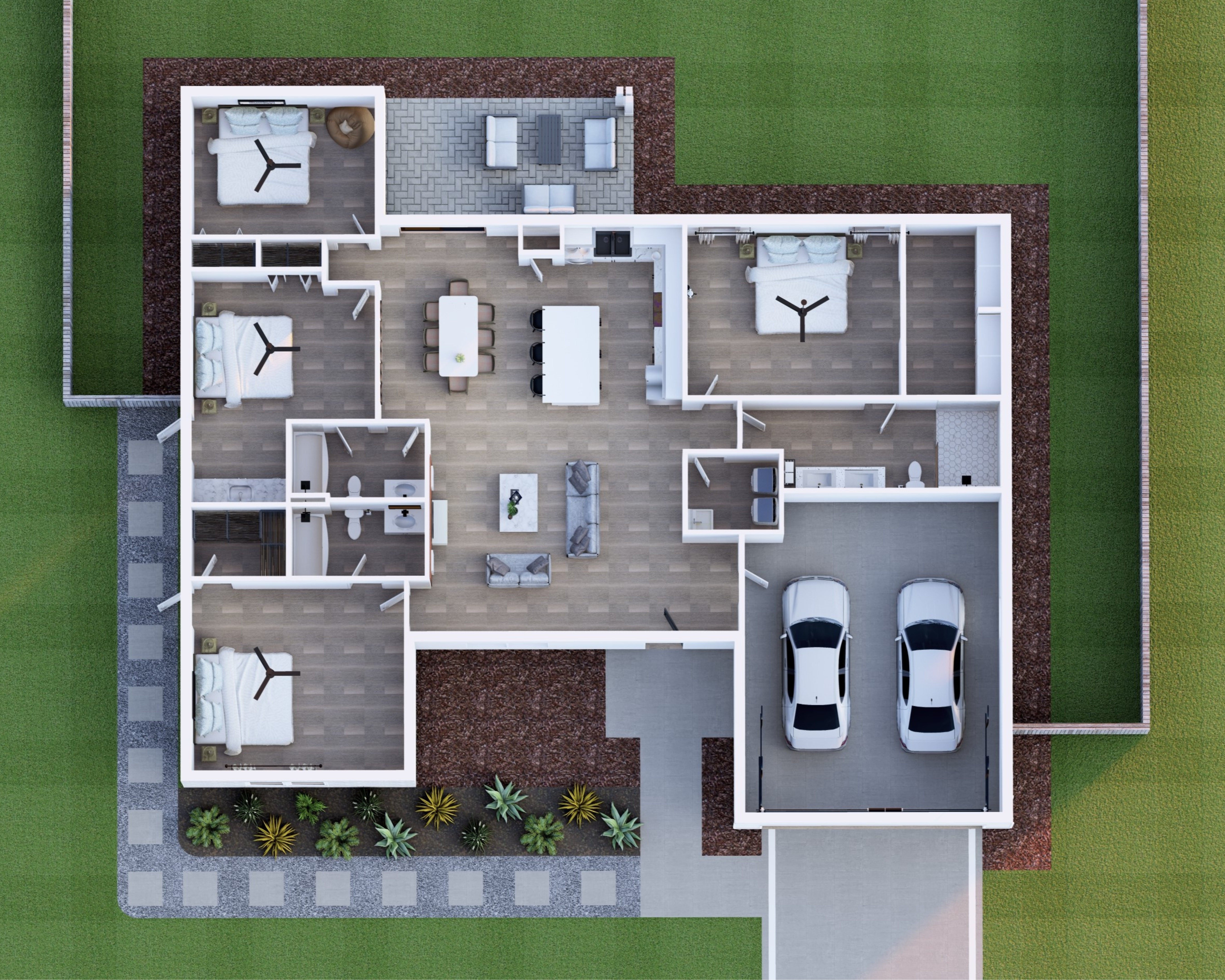 FlexSpace 3 floor plan, 4 bedroom 3 bathroom dual unit home