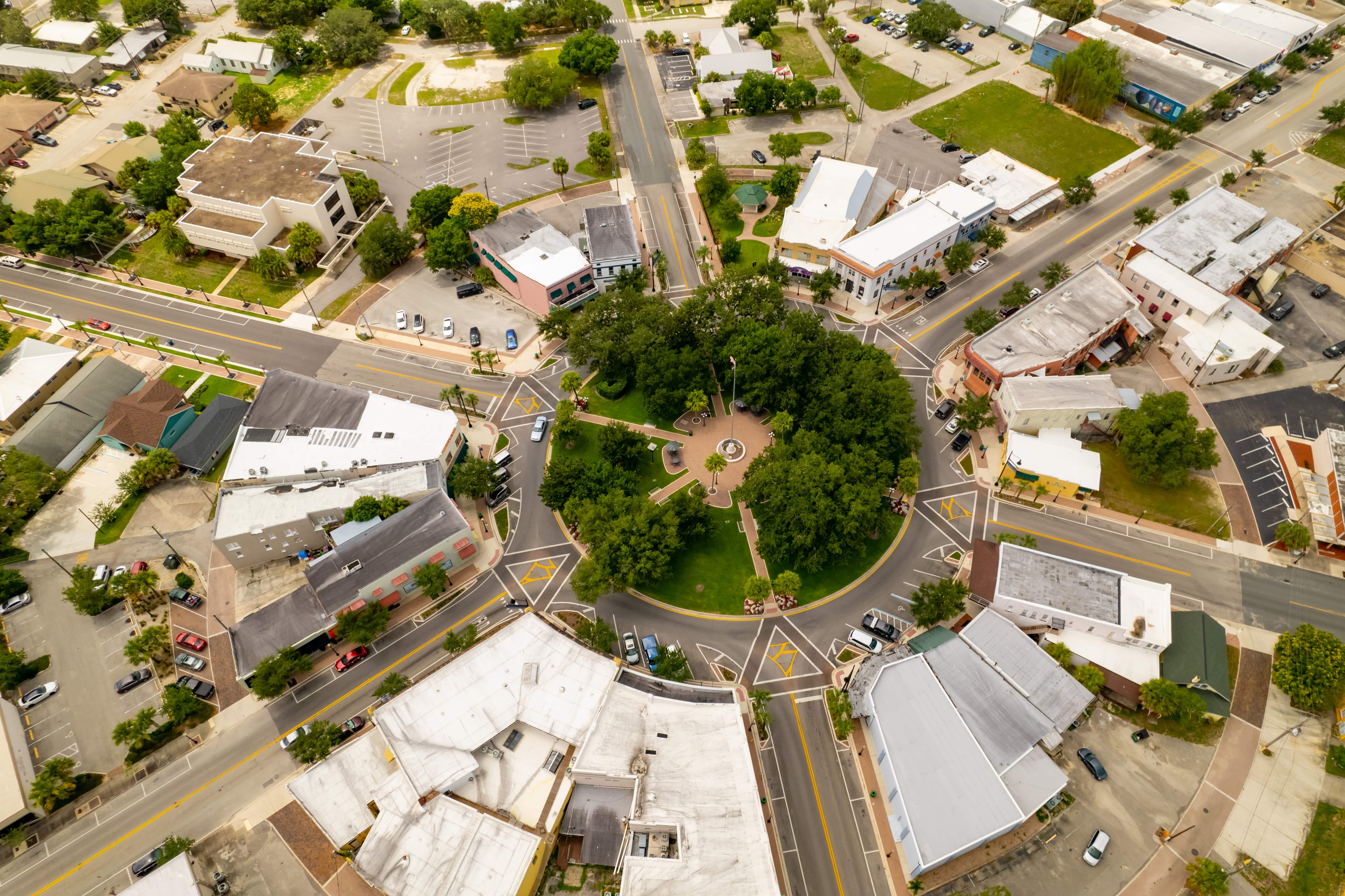 Aerial view of Sebring, Florida downtown